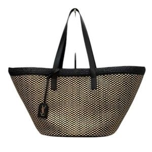 Saint Laurent ParisPanier Basket Paris Bag Black Beige